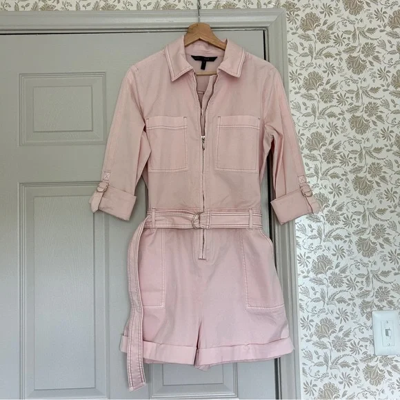 White House Black Market Pink Utility Romper – Size 8 - Picture 4 of 8